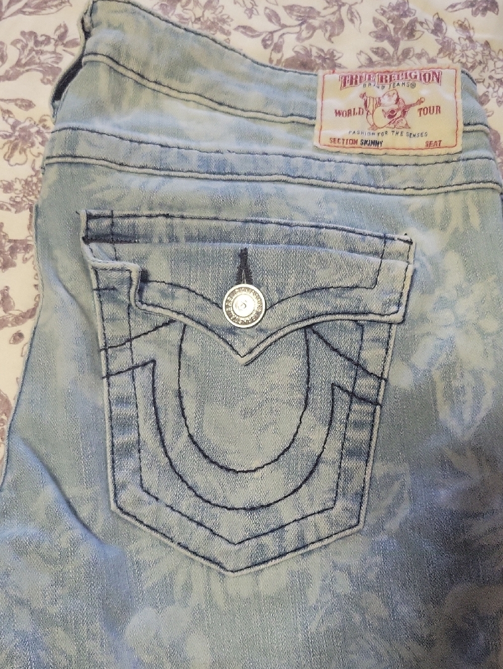 True Religion Light Blue Skinny Jeans with Signature Pocket
